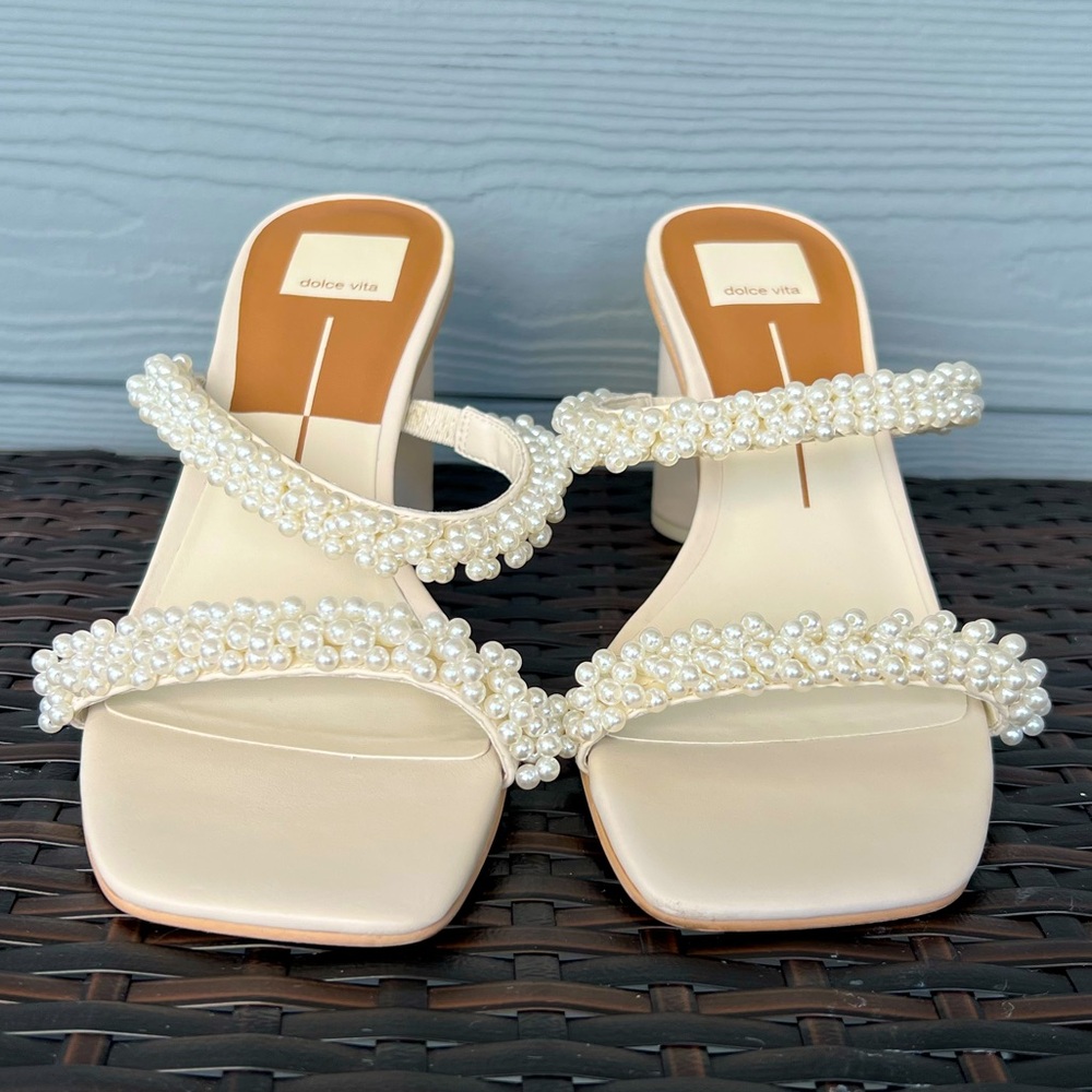 Dolce Vita Cream Pearl Embellished Heels